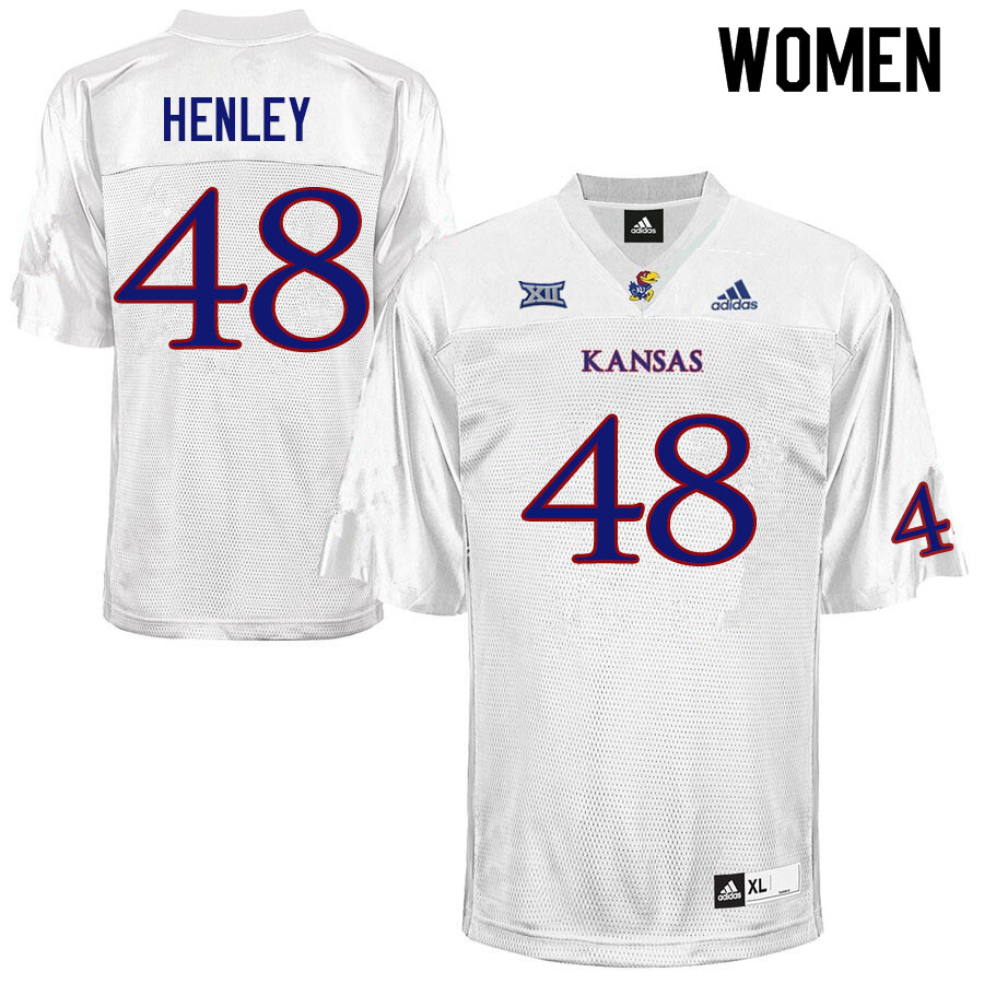 Women #48 Parker Henley Kansas Jayhawks College Football Jerseys Sale-White